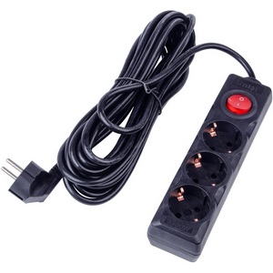 Изображение товара Удлинитель шнур 7м., 3 гнезда, 16A, с/з. черный Uniel Ultra S-GCU3-7B BLACK
