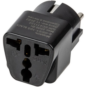 Изображение товара Переходник сетевой, 10А, 2500Вт, с заземлением, черный Uniel Сетевые переходники S-GES1-10S BLACK