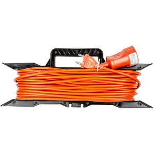 Изображение товара Удлинитель силовой на рамке, б/з, 1гнездо, 20м (ПВС 2х1,00), 10A. оранжевый Uniel Садовые на рамке YX10-101 /UCK-1N/2x1,00/20M/F ORANGE