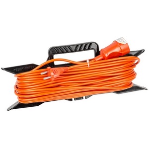 Изображение товара Удлинитель силовой на рамке, б/з, 1гнездо, 30м (ПВС 2х1,00), 10A. оранжевый Uniel Садовые на рамке YX10-101 /UCK-1N/2x1,00/30M/F ORANGE