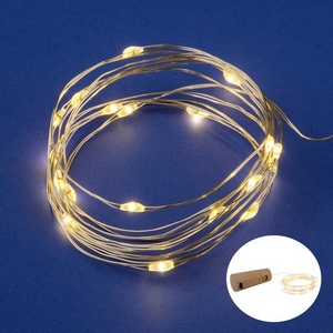 Изображение товара Гирлянда светодиодная «Роса» с пробкой на батарейках 3*LR44(в/к), 2м. 20 светодиодов, теплый белый свет Uniel ULD-S0200-020/SСR/3LR WARM WHITE IP20 WINESTOPPER