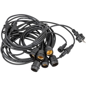 Изображение товара Гирлянда для освещения теплиц 5м + 3м сетевой шнур. 6 подвесов 1м с патроном E27, шаг 100см Uniel UDL-K230 6/E27/5M IP54 BLACK BELT-LIGHT GREENHOUSE