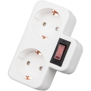 Изображение товара Разветвитель сетевой с выключателем, с/з. 2 гнезда. 16А, 3500Вт. белый Uniel Сетевые разветвители S-GES2-16PB WHITE