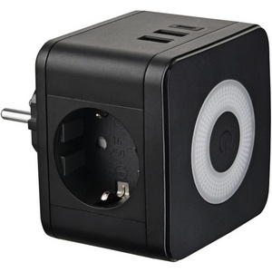 Изображение товара Разветвитель сетевой с выключателем, с/з. 2 гнезда. 2USB+1TYPE C. 16А, 3500Вт. черный Uniel Сетевые разветвители S-GES2-16SBUC BLACK