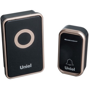 Изображение товара Звонок электронный 220В черный с золотистым. Uniel UDB-094W-R1T1-38S-BL/GL