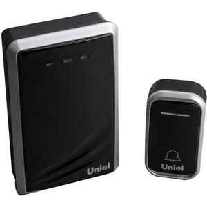 Изображение товара Звонок беспроводной, черный с серебристым. Uniel UDB-017W-R1T1-38S-150M-BL/SL