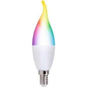 Изображение товара Умная лампа светодиодная Wi-Fi Bluetooth, диммируемая, матовая, 2700-6500K+RGB, Голосовое управление приложение UnielSmart Uniel LED-CW37-5W/RGBW/E14/230V/WF/FR PLS80WH