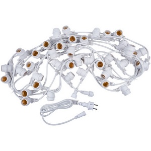 Изображение товара Гирлянда Белт-лайт, 10м + 1,5м сетевой шнур. 40 патронов E27, шаг 25см. белая Uniel UDL-K110 40/E27/10M IP65 WHITE BELT-LIGHT