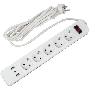 Изображение товара Сетевой фильтр шнур 3м (Пвс 3х0,75), 5 гнезд, с/з, 2USB+1TYPE C, 10A, 2500Вт белый/серый Uniel Standard S-GSR5-3 U2C1 WHITE/GREY