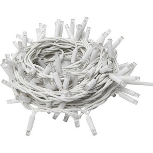 Изображение товара Гирлянда светодиодная 10м без вилки с эффектом мерцания, соединяемая, 100 светодиодов 2700K IP67 провод белый Uniel ULD-F90PRO S10M-100/TWK WW