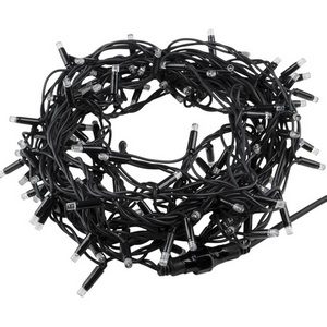 Изображение товара Гирлянда светодиодная 10м без вилки с эффектом мерцания, соединяемая, 100 светодиодов 2700K IP67 провод черный Uniel ULD-F90PRO S10M-100/TBK WW