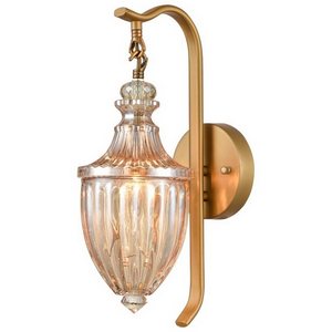 Изображение товара Бра Velante 376-501-01 классика бронзовый стекло янтарный монтажная пластина