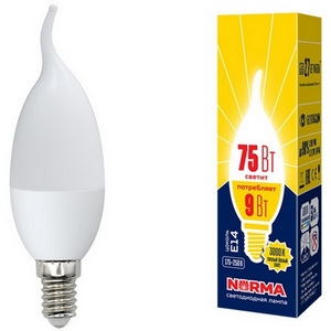 Изображение товара Лампочка светодиодная LED-CW37-9W/WW/E14/FR/NR картон Volpe