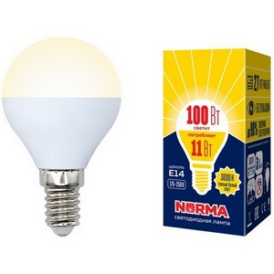 Изображение товара Лампочка светодиодная LED-G45-11W/WW/E14/FR/NR картон Volpe