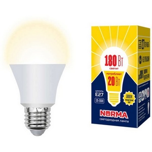Изображение товара Лампочка светодиодная LED-A65-20W/WW/E27/FR/NR картон Volpe