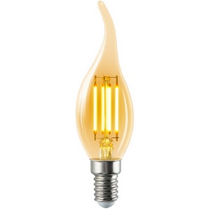 Изображение товара Лампа светодиодная, форма «свеча на ветру», янтарная колба Volpe Vintage LED-CW35-5W/AMBER/E14/VLF