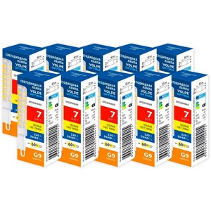 Изображение товара Лампа светодиодная Volpe Optima LED-JCD-7W/3000K/G9/CL/SLS Набор из 10штук форма JCD прозрачная теплый белый свет 3000K