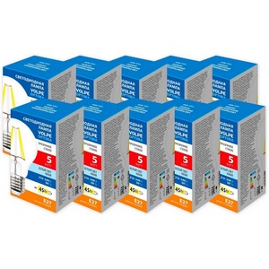 Изображение товара Лампа светодиодная Volpe Optima Филамент LED-A60-5W/4000K/E27/CL/SLF Набор из 10штук белый свет 4000K