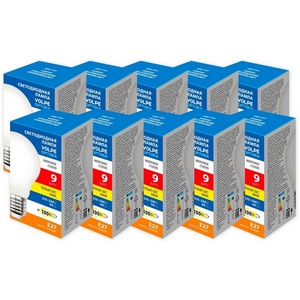 Изображение товара Лампа светодиодная Volpe Optima Филамент LED-A60-9W/3000K/E27/FR/SLF Набор из 10штук матовая теплый белый свет 3000K