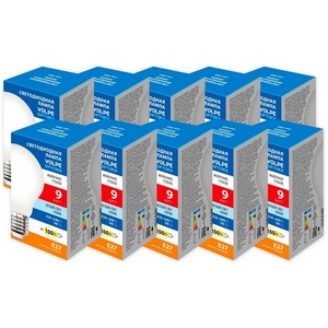 Изображение товара Лампа светодиодная Volpe Optima Филамент LED-A60-9W/4000K/E27/FR/SLF Набор из 10штук форма А. матовая, белый свет 4000K