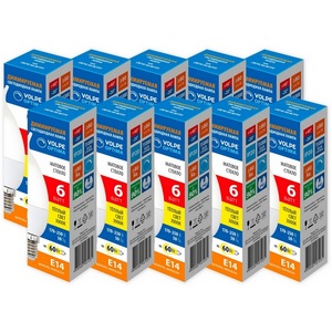 Изображение товара Лампа светодиодная диммируемая Volpe Optima DIM LED-CW37-6W/3000K/E14/FR/DIM/SLS Набор из 10штук свеча на ветру матовая теплый белый свет 3000K