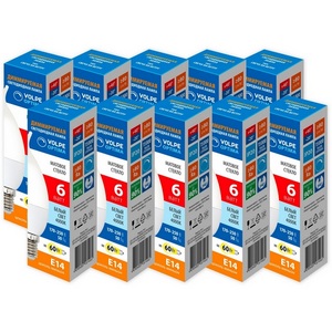 Изображение товара Лампа светодиодная диммируемая Volpe Optima DIM LED-CW37-6W/4000K/E14/FR/DIM/SLS Набор из 10штук свеча на ветру матовая белый свет 4000K