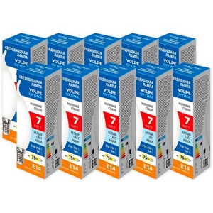 Изображение товара Лампа светодиодная Volpe Optima Филамент LED-CW35-7W/4000K/E14/FR/SLF Набор из 10штук свеча на ветру матовая белый свет 4000К