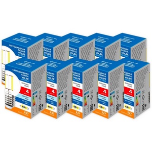 Изображение товара Лампа светодиодная Volpe Optima Филамент LED-G45-4W/4000K/E27/CL/SLF Набор из 10штук шар прозрачная белый свет 4000K