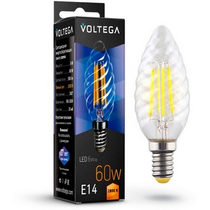 Изображение товара Лампочка светодиодная 2800K 580Lm E14x6W Voltega Crystal 7027