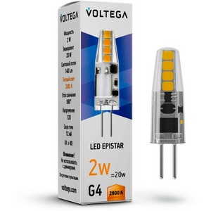 Изображение товара Лампочка светодиодная Voltega Capsule G4 7142