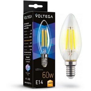 Изображение товара Светодиодная лампа 6W 3000K E14 Voltega Candle 6W 7198