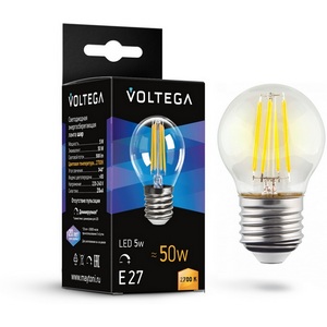 Изображение товара Светодиодная лампа диммируемая 5W 2700K E27 Voltega Globe dim 5W 7201