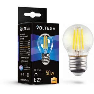 Изображение товара Светодиодная лампа диммируемая 5W 3000K E27 Voltega Globe dim 5W 7202