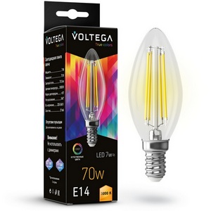 Изображение товара Светодиодная лампа 7W 3000K E14 CRI97 Voltega Cangle E14 7W High CRI 7216