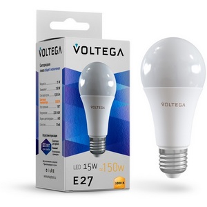 Изображение товара Светодиодная лампа Simple A60 15W 3000K E27 Voltega General purpose bulb 15W 7246