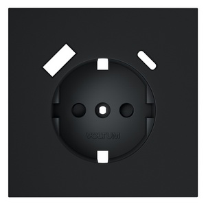 Изображение товара Накладка для розетки с заземлением и защитными шторками, с USB A+C Voltum S70 VLS001007 (графит)