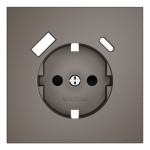 Изображение товара Накладка для розетки с заземлением и защитными шторками с USB A+C (капучино) Voltum S70 VLS001014