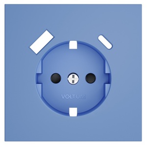 Изображение товара Накладка для розетки с заземлением и защитными шторками с USB A+C (деним) Voltum S70 VLS001015