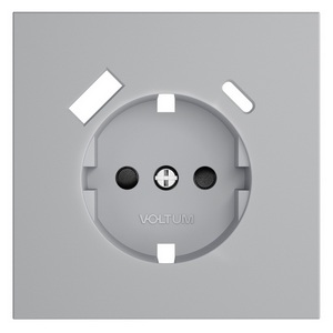 Изображение товара Накладка для розетки с заземлением и защитными шторками с USB A+C (серый) Voltum S70 VLS001016