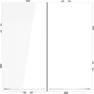 Изображение товара Проходной переключатель двухклавишный встраиваемый с подсветкой (белый глянцевый) IP30 Voltum S70 VLS020401