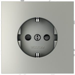 Изображение товара Розетка встраиваемая с заземлением и шторками (сталь) IP30 Voltum S70 VLS040205