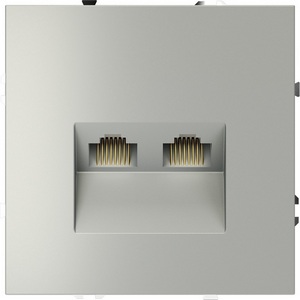 Изображение товара Розетка встраиваемая двойная Ethernet RJ-45 (сталь) IP30 Voltum S70 VLS060205