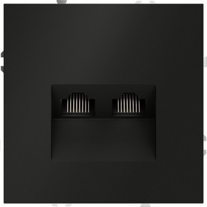 Изображение товара Розетка встраиваемая двойная Ethernet RJ-45 (черный матовый) IP30 Voltum S70 VLS060208