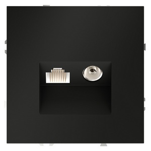 Изображение товара Розетка телевизионная встраиваемая TV+RJ45 Voltum S70 VLS060708 (черный матовый)