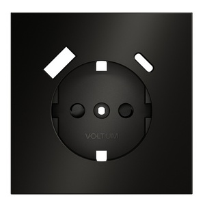 Изображение товара Накладка для розетки с заземлением и защитными шторками с USB A+C (антрацит) Voltum S70 Metal VLSM001012