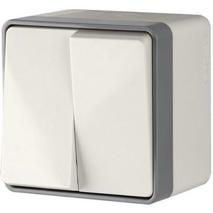 Изображение товара Выключатель накладной двухклавишный (слоновая кость) IP44 Werkel WL15-03-02 (a036777)