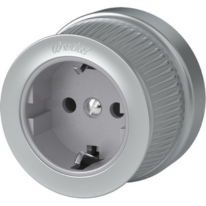 Изображение товара Розетка накладная с заземлением (матовый хром) Werkel WL19-10-01 (a044922)