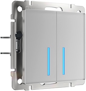 Изображение товара Умный сенсорный выключатель встраиваемый двухклавишный с подсветкой (серебряный) Wi-Fi Werkel W4520606 (a048324)