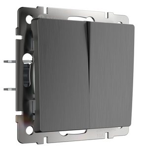 Изображение товара Выключатель встраиваемый двухклавишный проходной (графит рифленый) Werkel W1122004 (a050760)