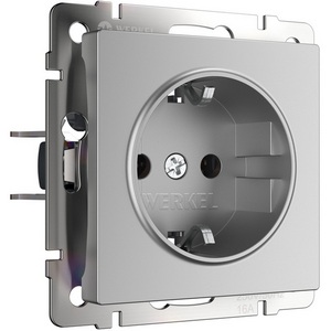 Изображение товара Розетка с заземлением (серебряный) Werkel W1171006 (a050881)